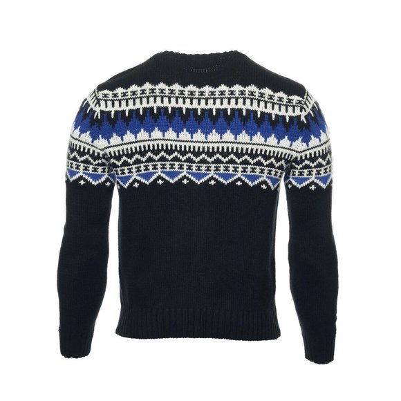 NEW Polo Ralph Lauren Fair Isle Sweater! Black Cotton Cashmere  SLIM FIT Vintage - Picture 4 of 5